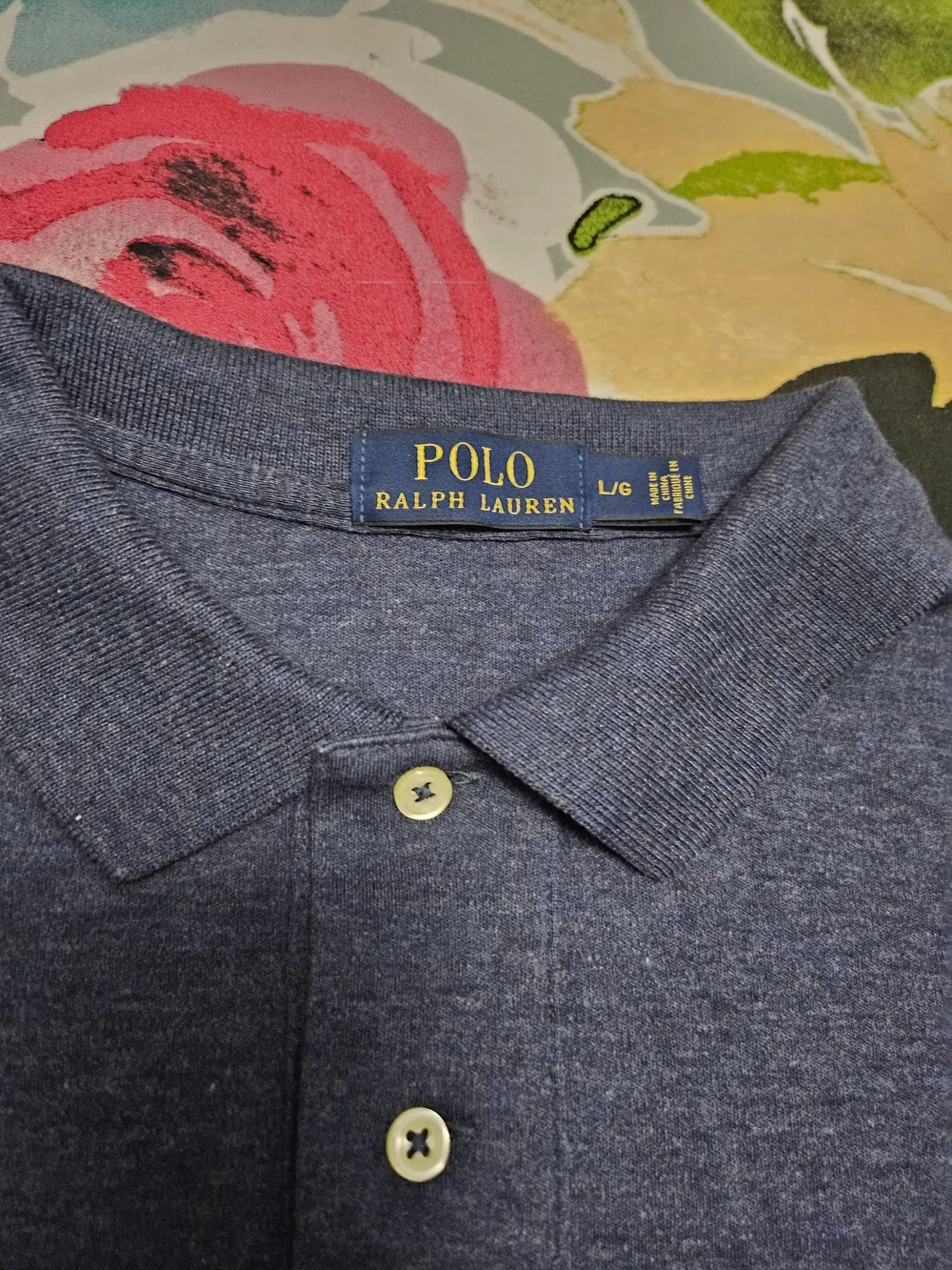 Polo by Ralph Lauren Men's Navy Heather Polo Shirt with Red Pony